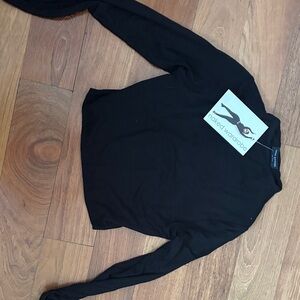 naked wardrobe Black Long Sleeve Slim Cropped Crew Top